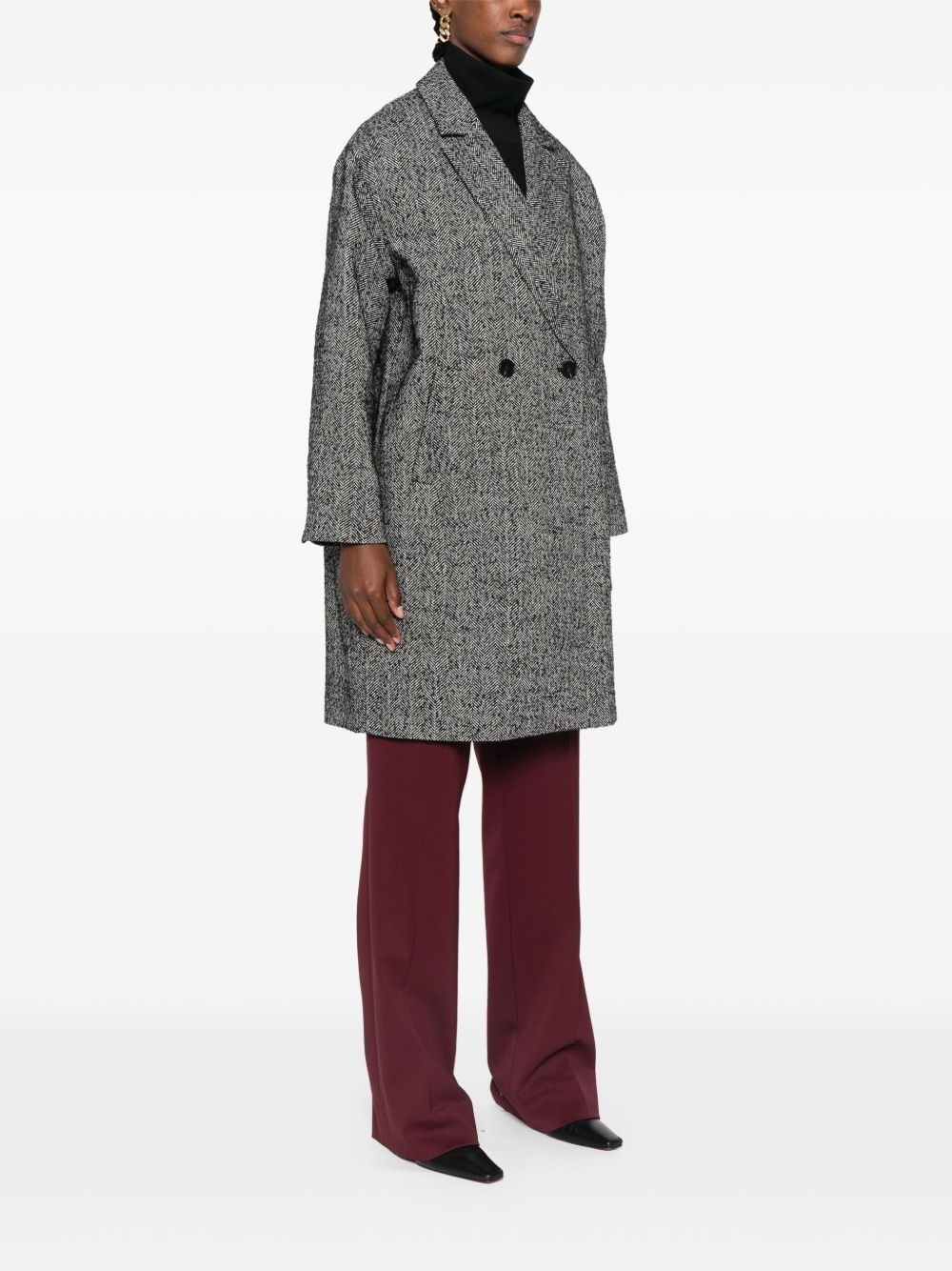 chevron-pattern coat - 3