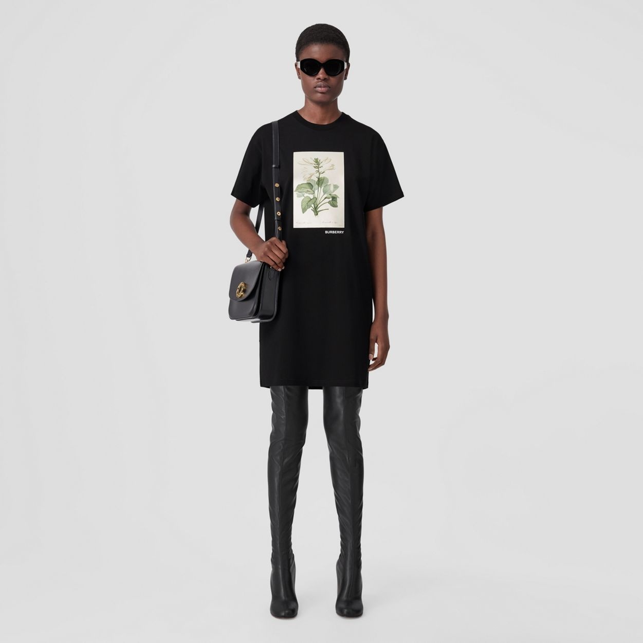 Botanical Sketch Print Cotton T-shirt Dress - 2