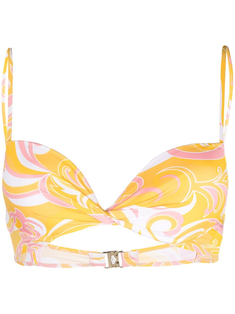 Albizia-print padded bikini top 1