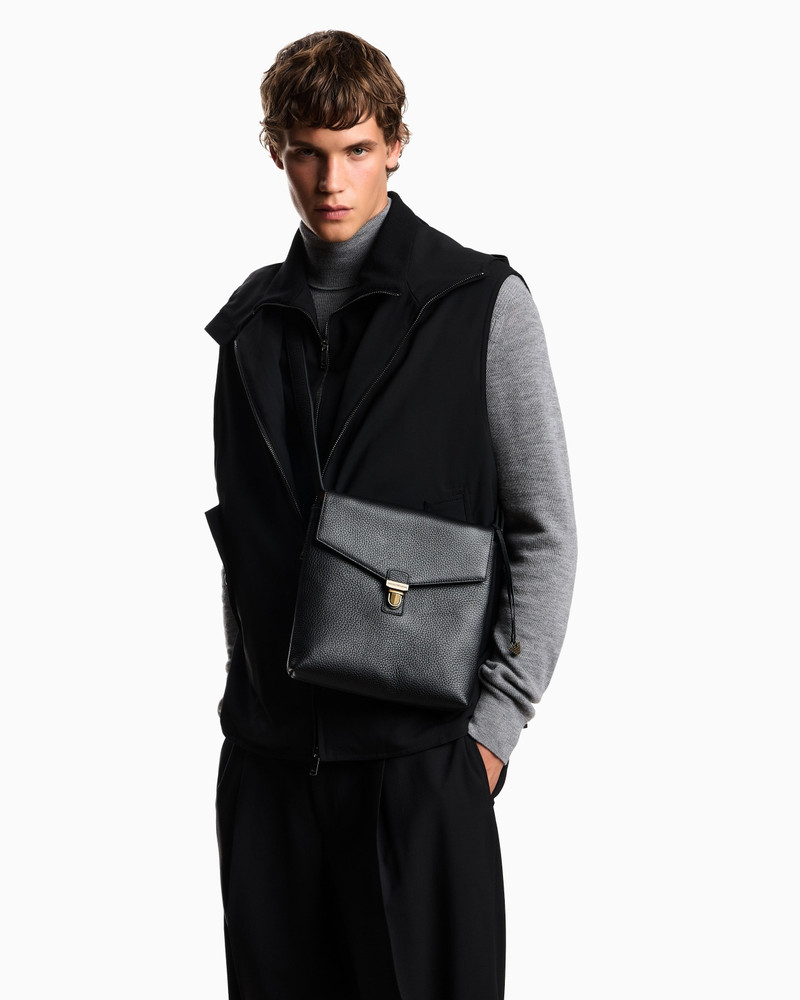 ICON PEBBLED LEATHER FLAT SHOULDER BAG 6