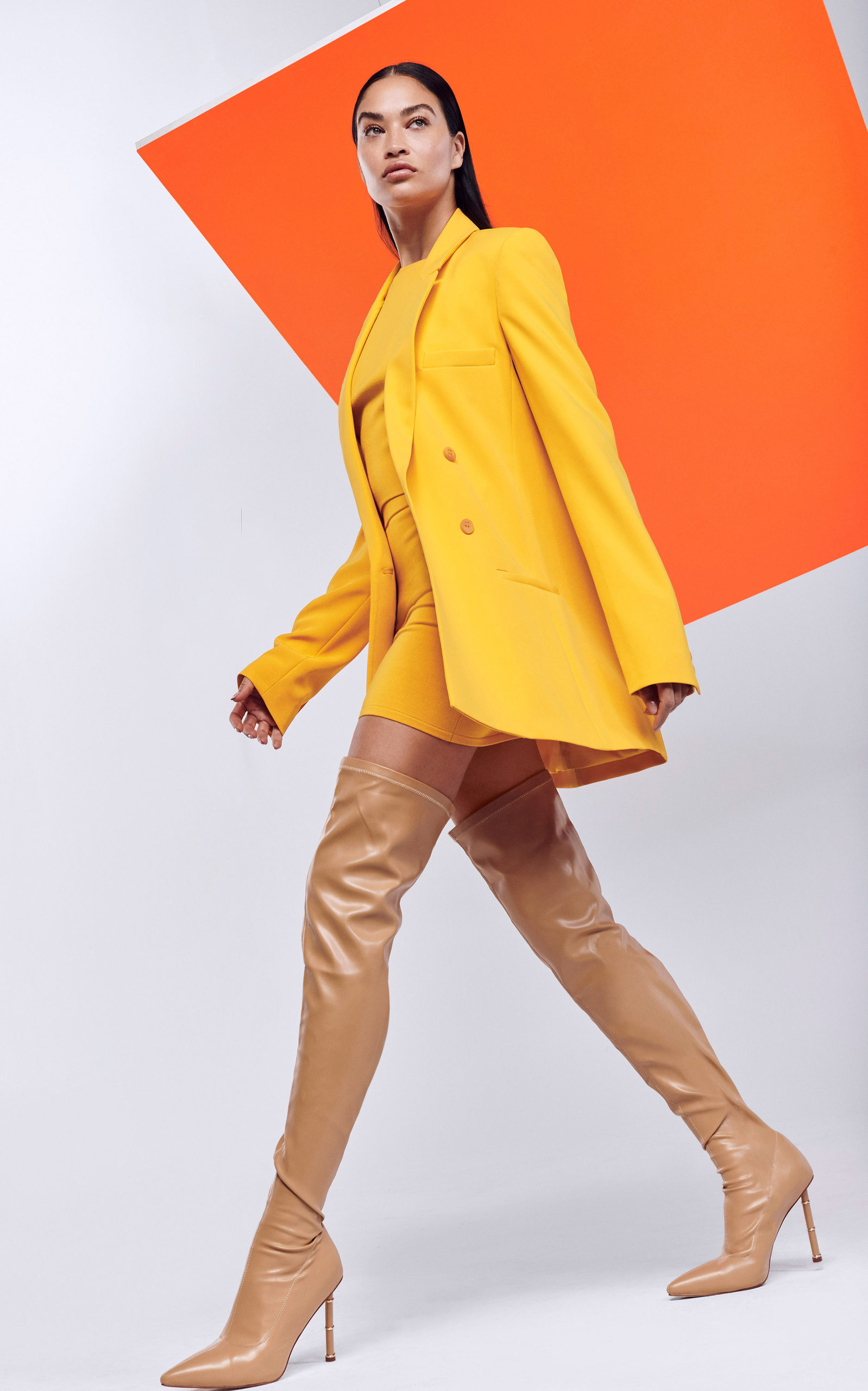 Matte Crepe Double-Breasted Blazer orange - 2
