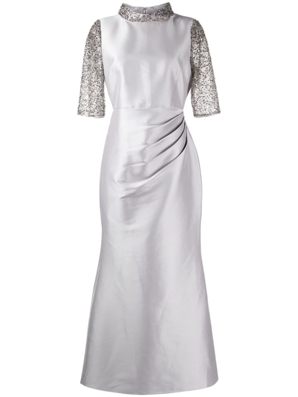 beaded pleated crepe gown - 1