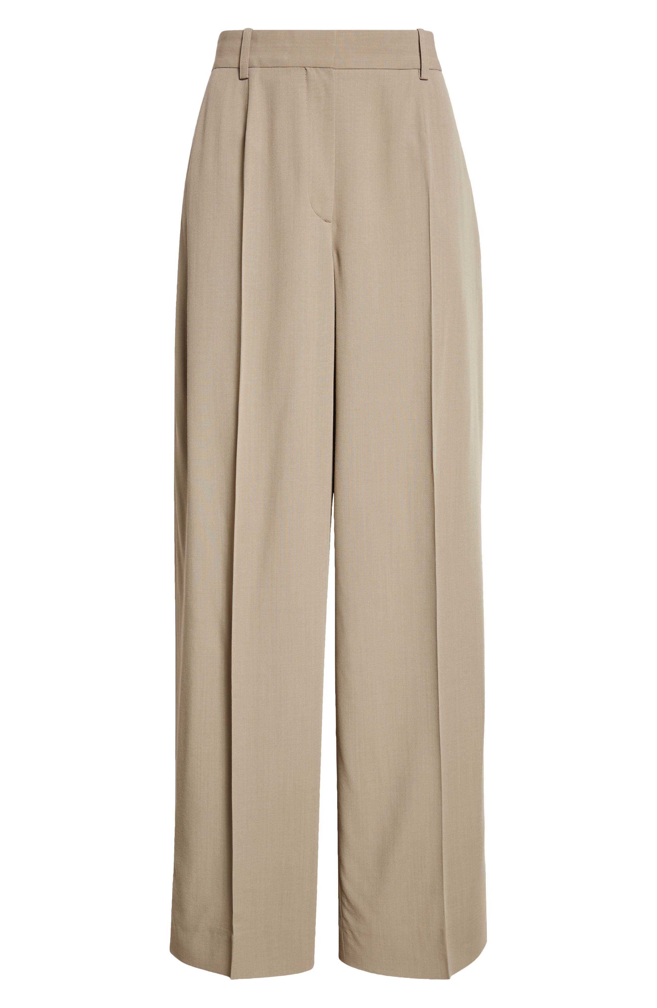 TOTEME Fluid Wide Leg Wool Blend Trousers in Taupe at Nordstrom - 2