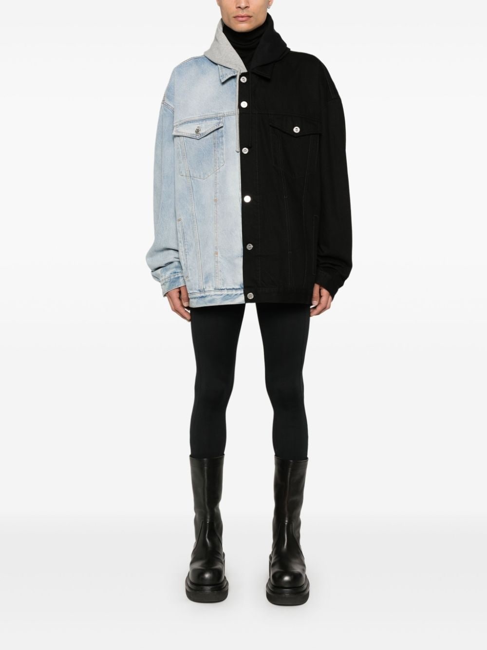 Split denim jacket - 3