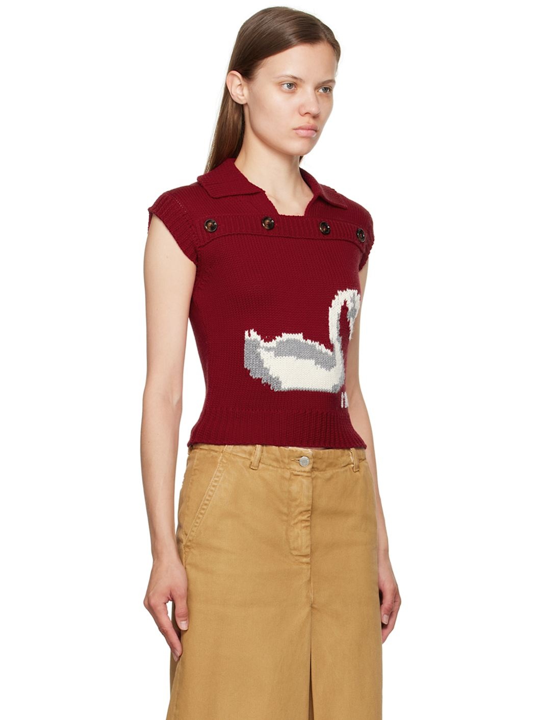 Red Intarsia Vest - 2