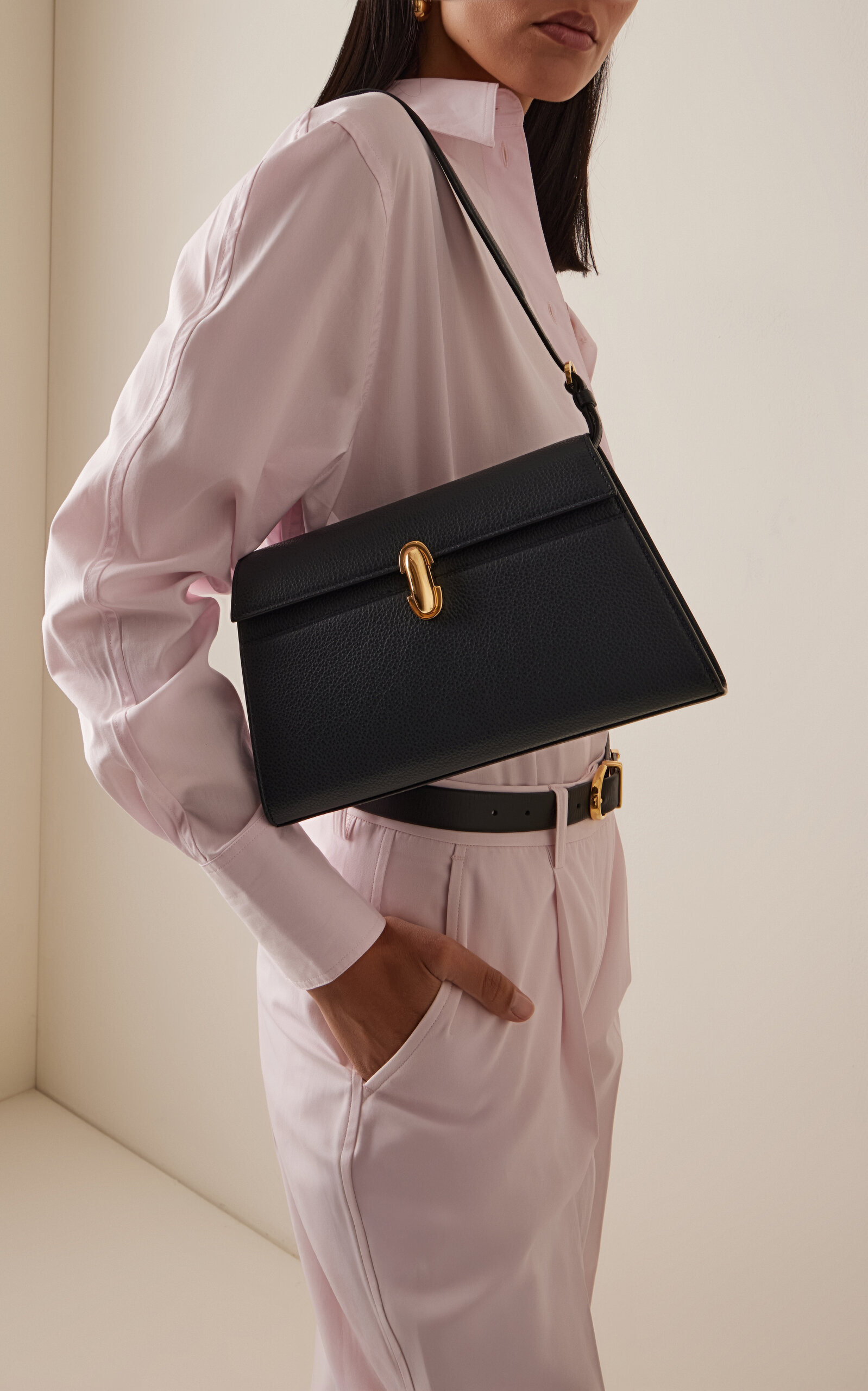 The Symmetry Leather Shoulder Bag navy - 2