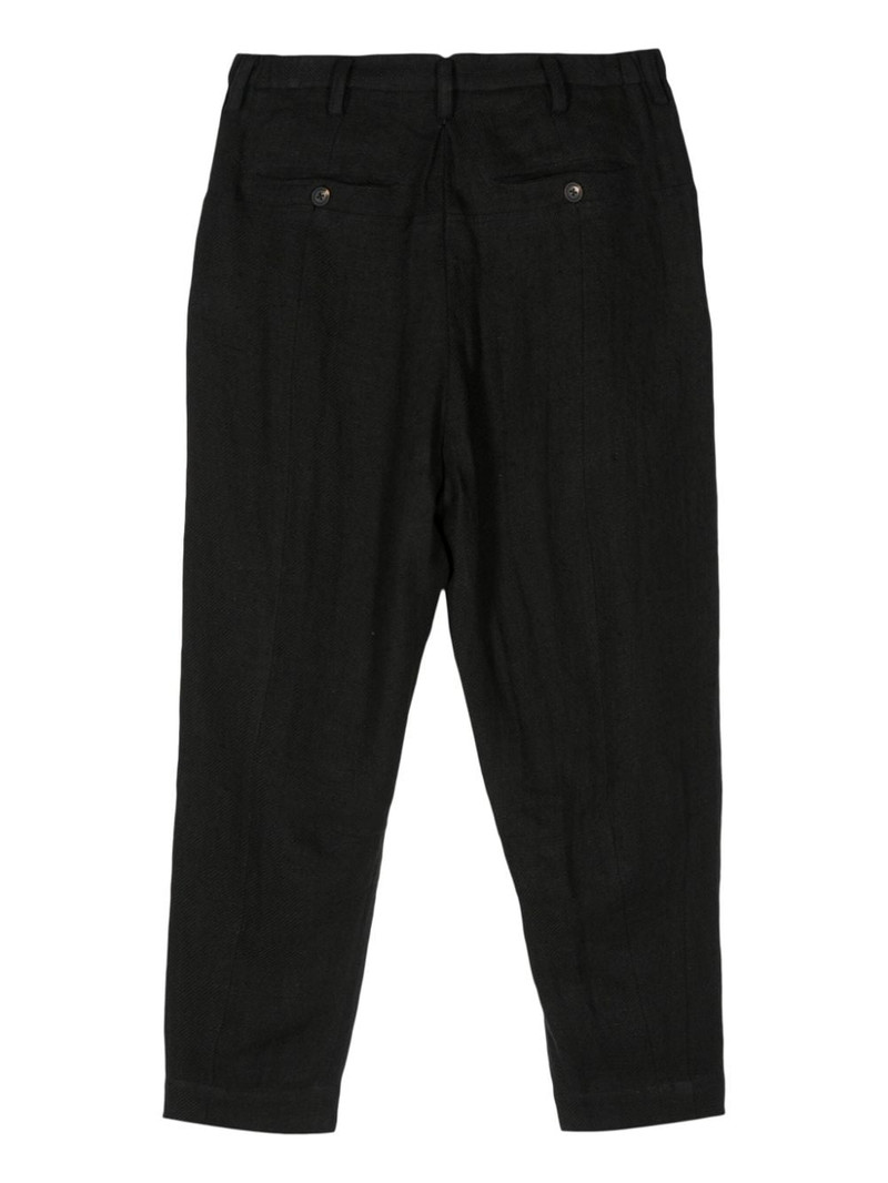 Ziggy Chen slub-texture linen trousers outlook