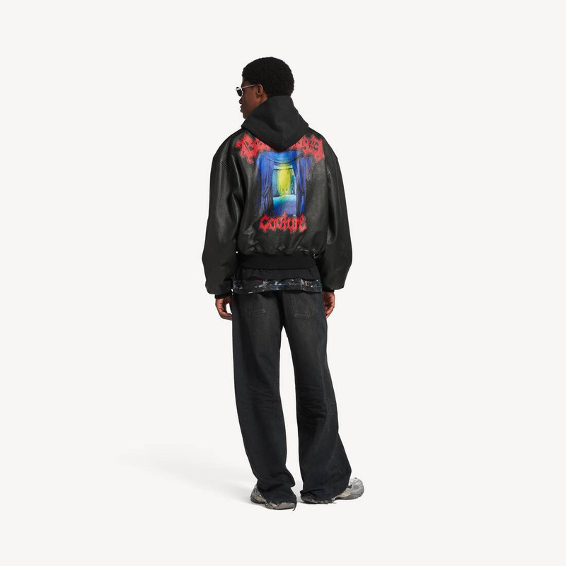 Men's Patched Hooded Jacket in Black 4