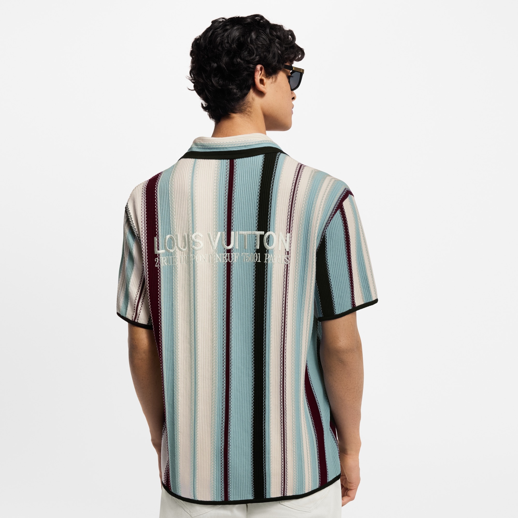 Striped Crochet Short-Sleeved Shirt - 5