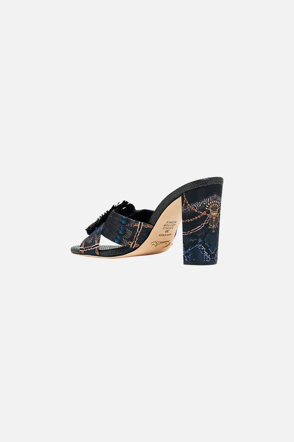 AZRA PRINTED RAFFIA MULE HEEL - 2