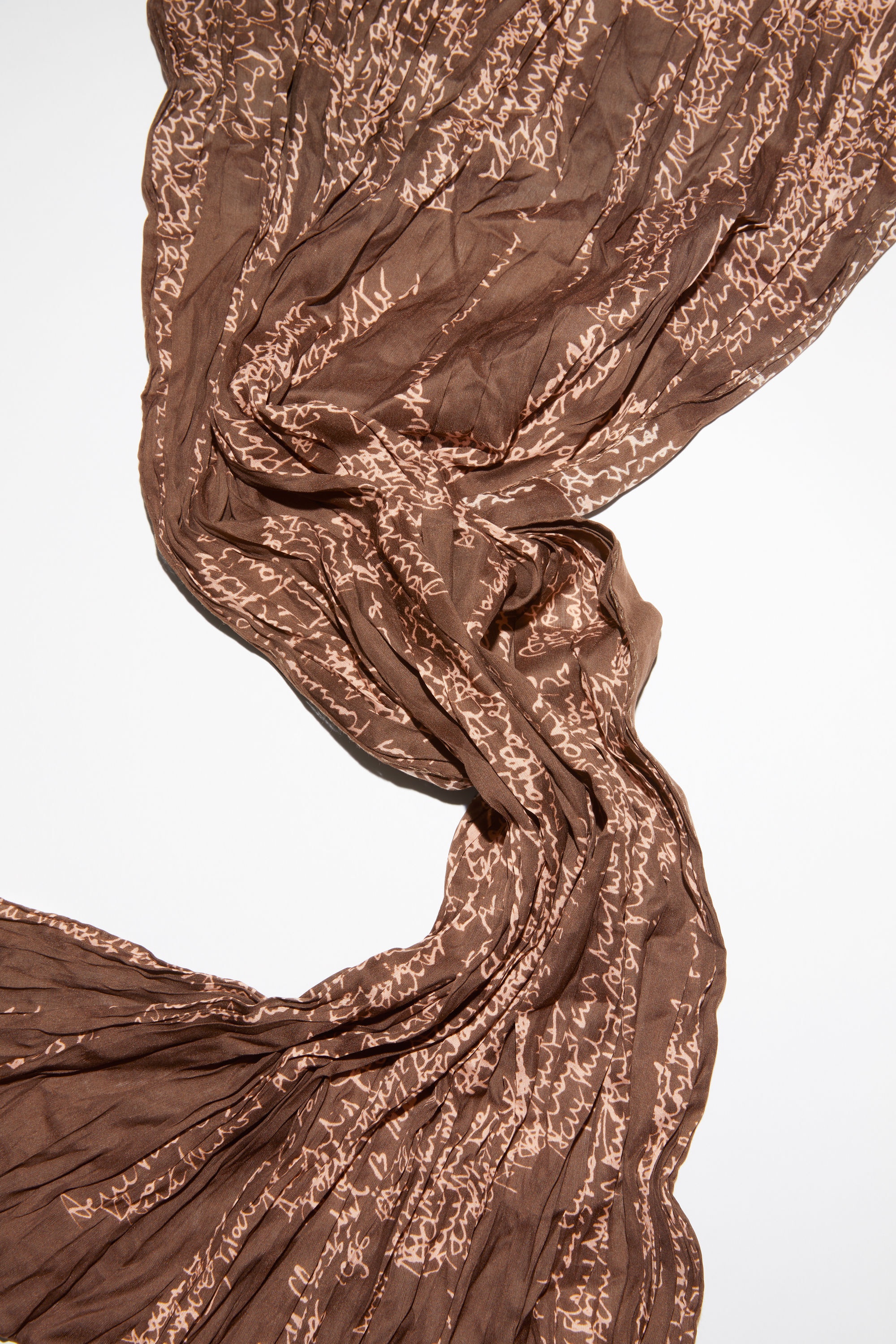 Printed cotton silk scarf - Chocolate brown - 4