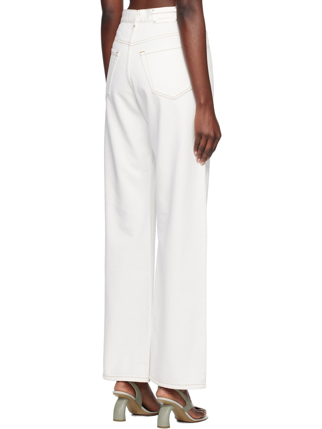 Off-White Contrast Stitching Jeans - 3