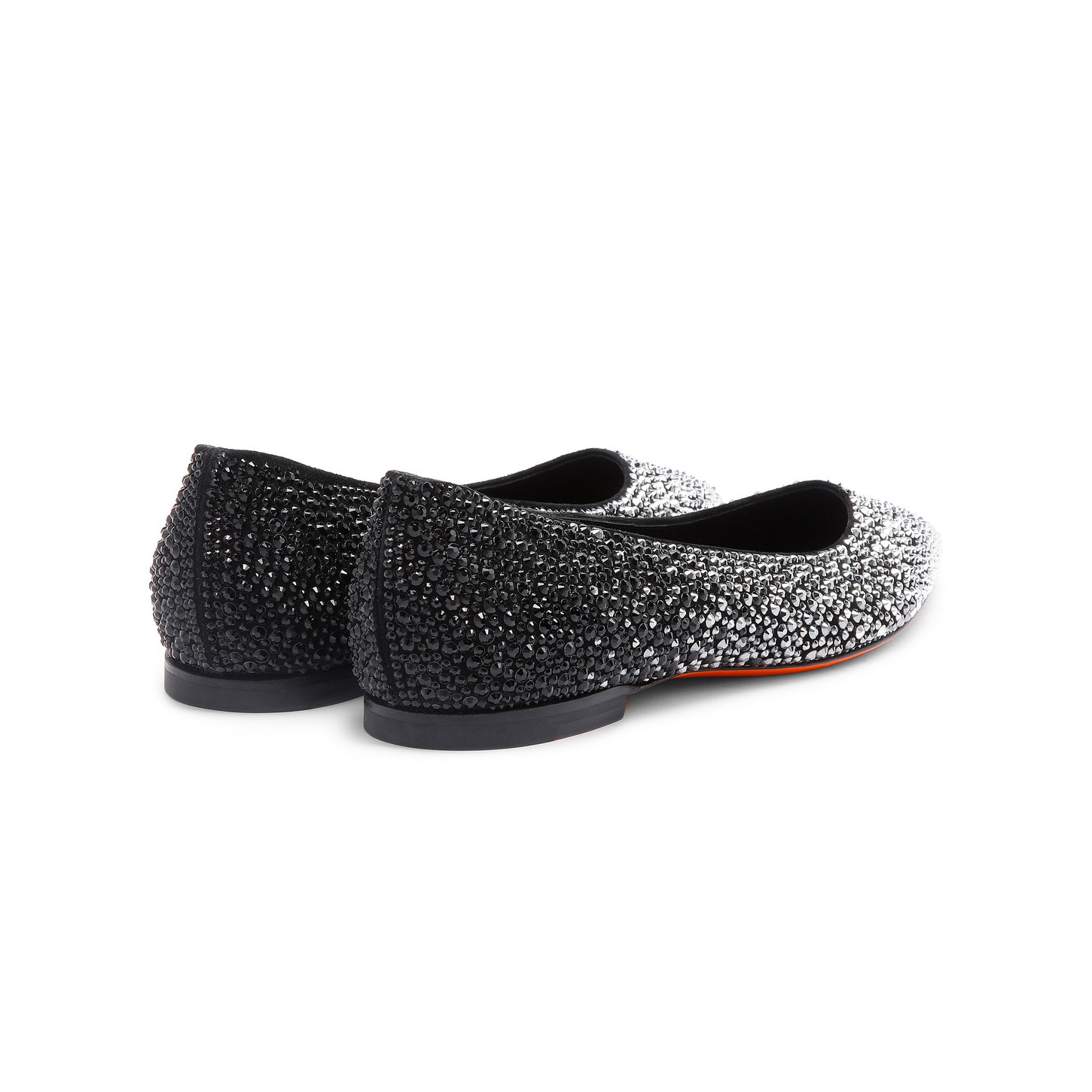 Women's black suede and strass ballet flat - 3