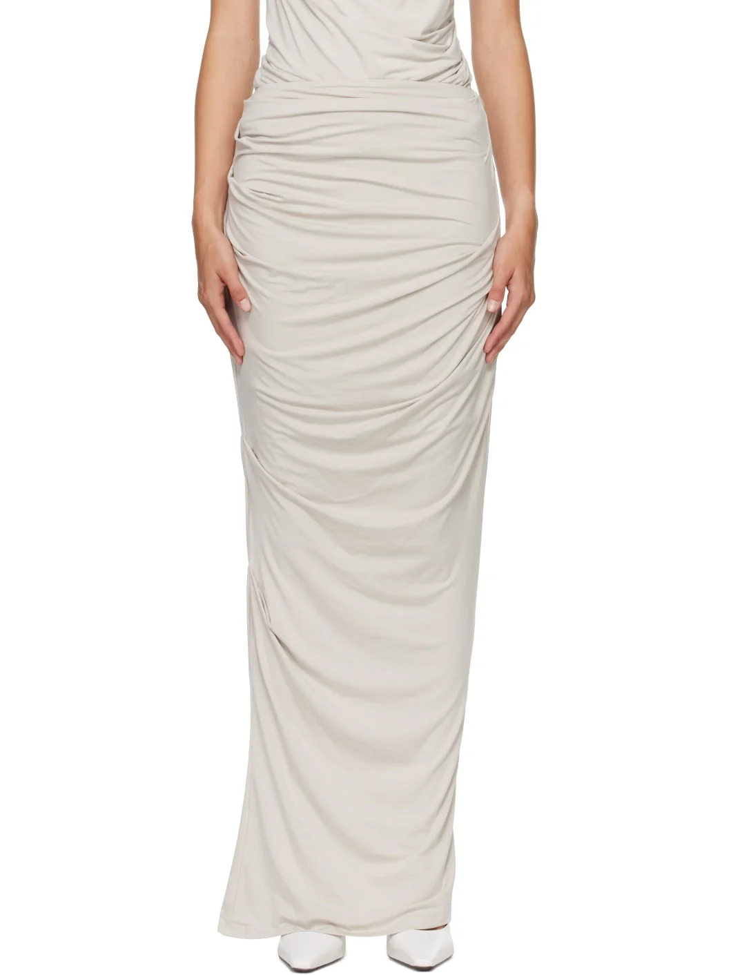 Gray Drape Maxi Skirt - 1