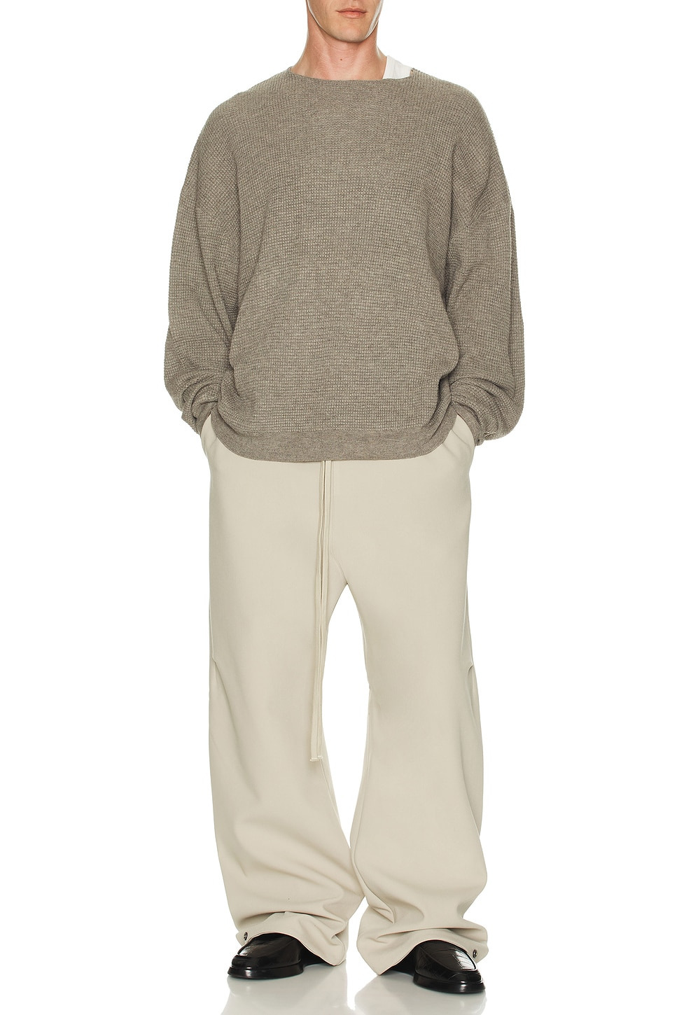 Waffle Long Sleeve Crewneck Sweater - 5