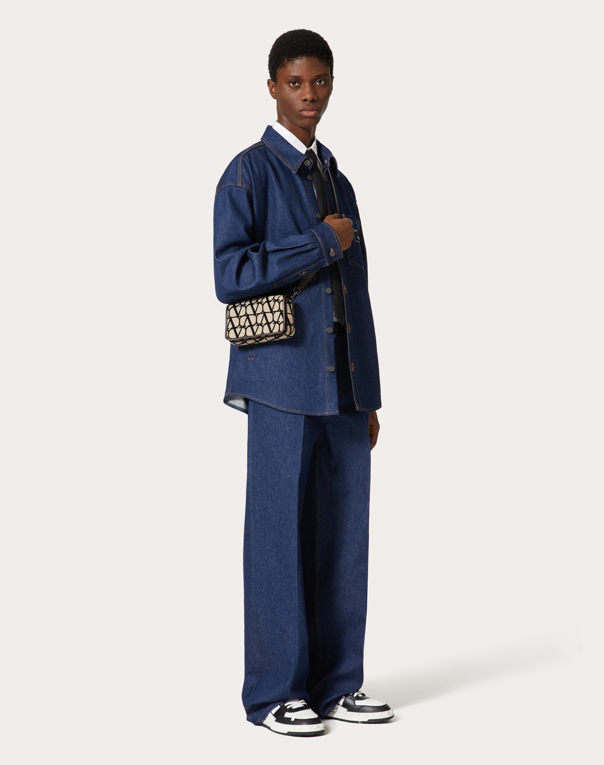 TOILE ICONOGRAPHE SHOULDER STRAP POUCH WITH LEATHER DETAILS - 2
