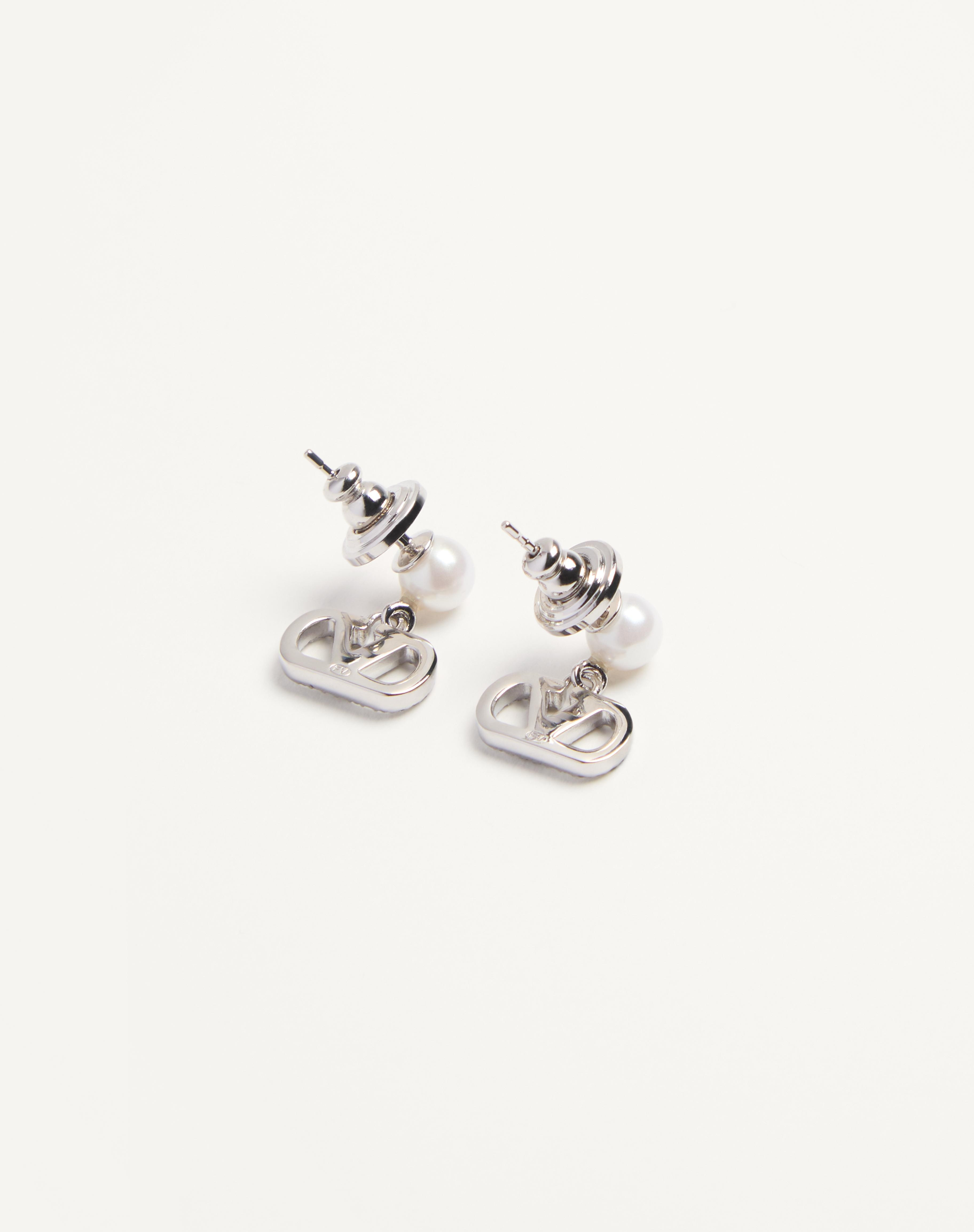 VLOGO SIGNATURE EARRINGS IN METAL, PEARL AND SWAROVSKI® CRYSTALS - 5