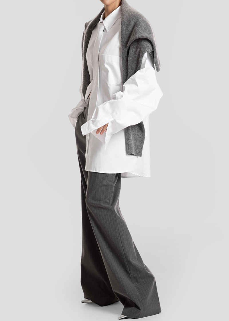 Havelock Oversized Neck-Tie Shirt - White 5