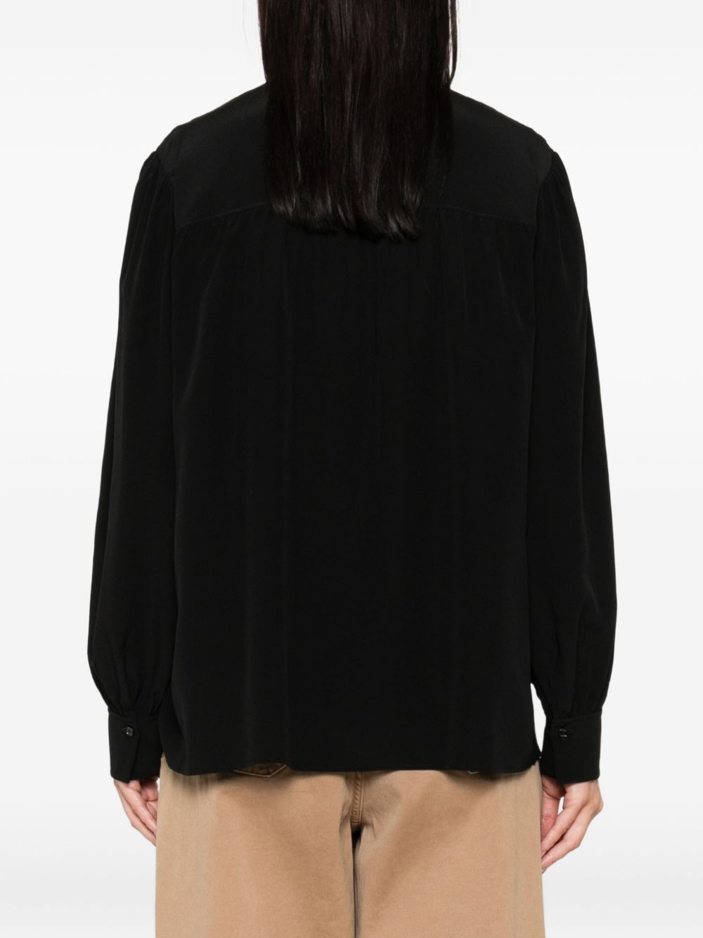 pussy bow-collar silk top - 4