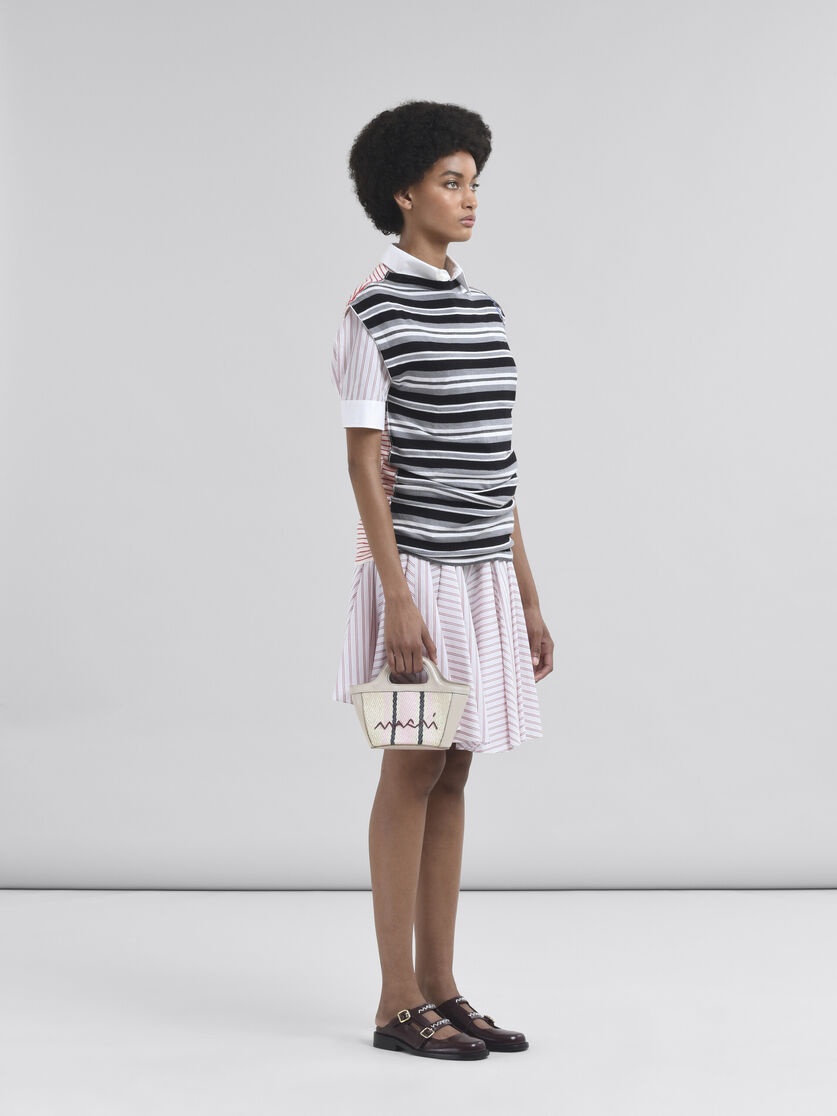 SLEEVELESS STRIPED KNITTED TOP WITH CONTRASTING BACK PANEL - 5