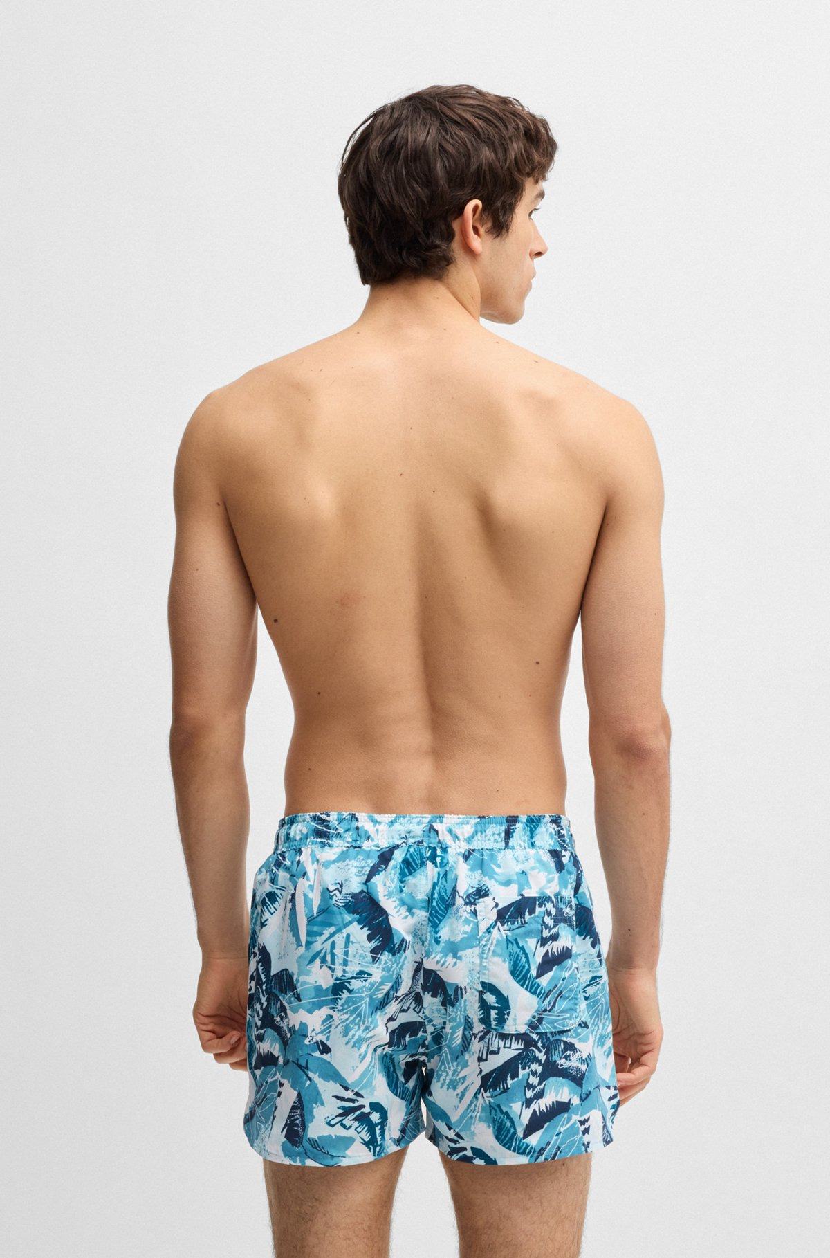 PRINTED SWIM SHORTS WITH LOGO DETAIL - 4