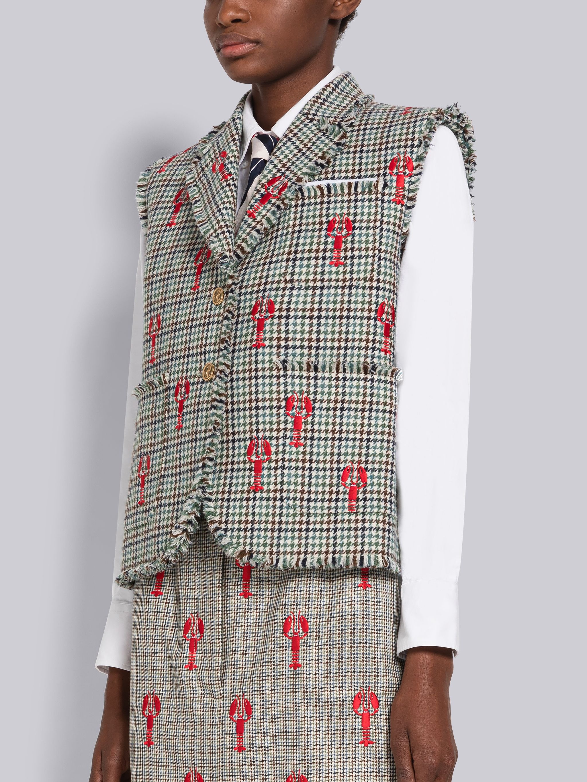 Houndstooth Sleeveless Lobster Sack Sport Coat - 2