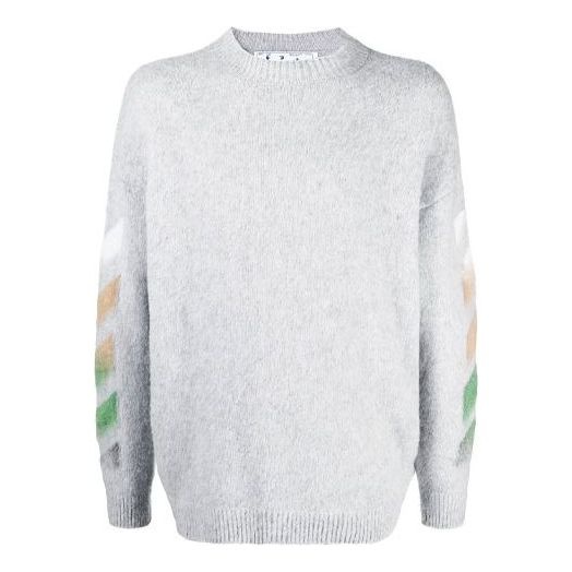 Off-White SS21 Logo Printing Stripe Knit Gray OMHA036R21KNI0017284 - 1