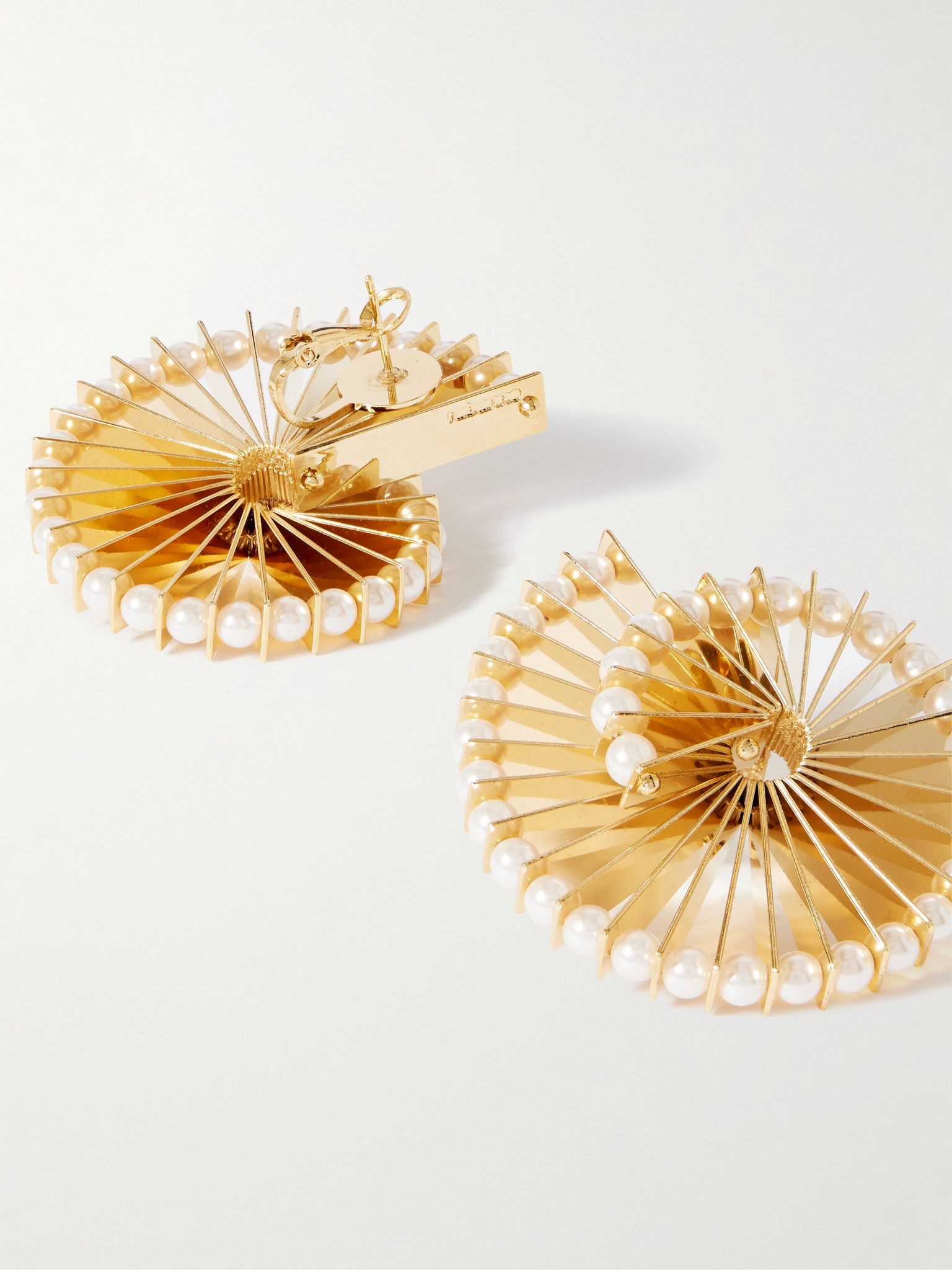 Gold-tone faux pearl earrings Gold - 3