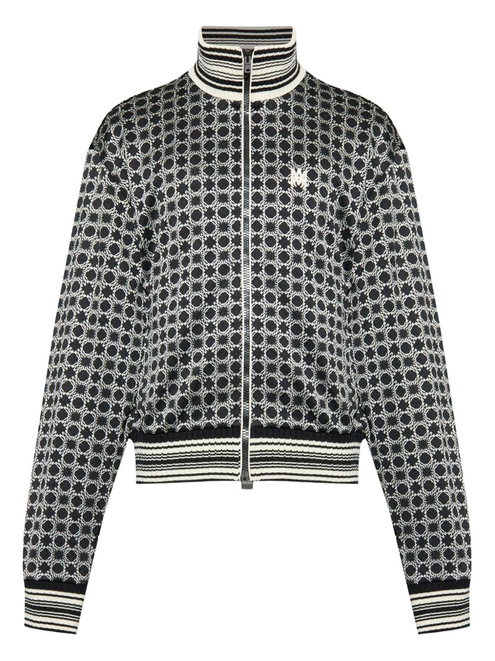 geometric-pattern zip-up jacket - 1