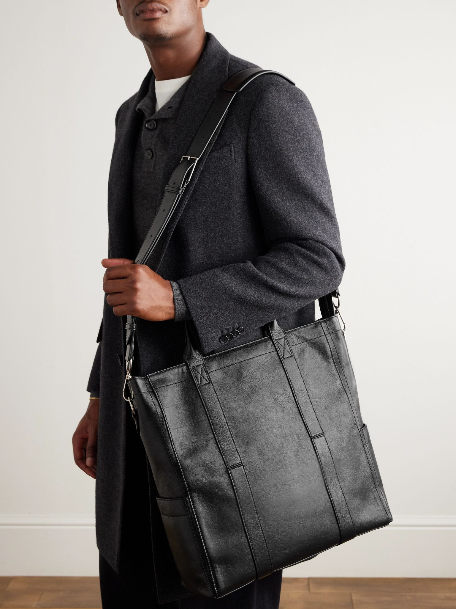 Mariner Elvis Leather Tote Bag Black - 6