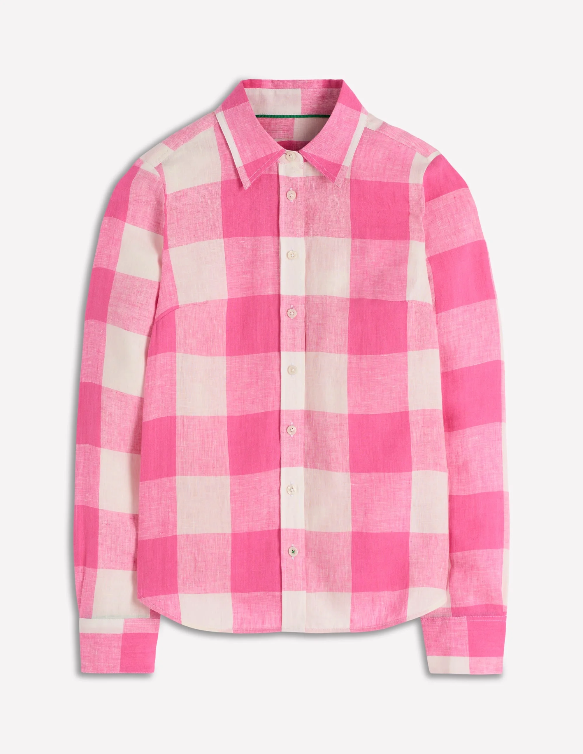 Sienna Linen Shirt-Pink Punch Gingham - 1