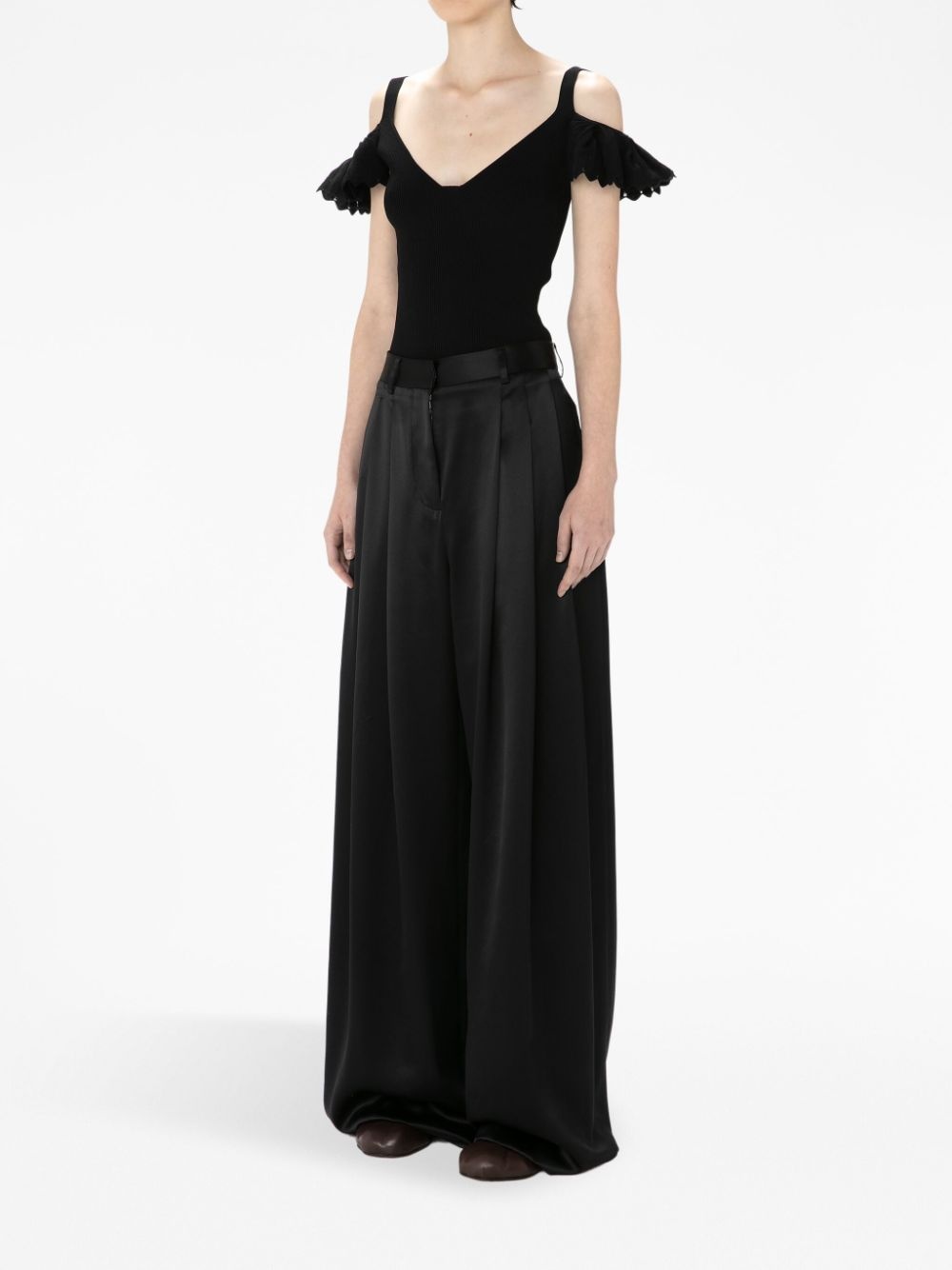 high-rise wide-leg trousers - 2