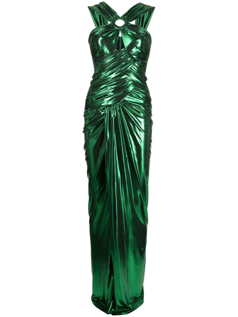 lamé draped sleeveless gown 1