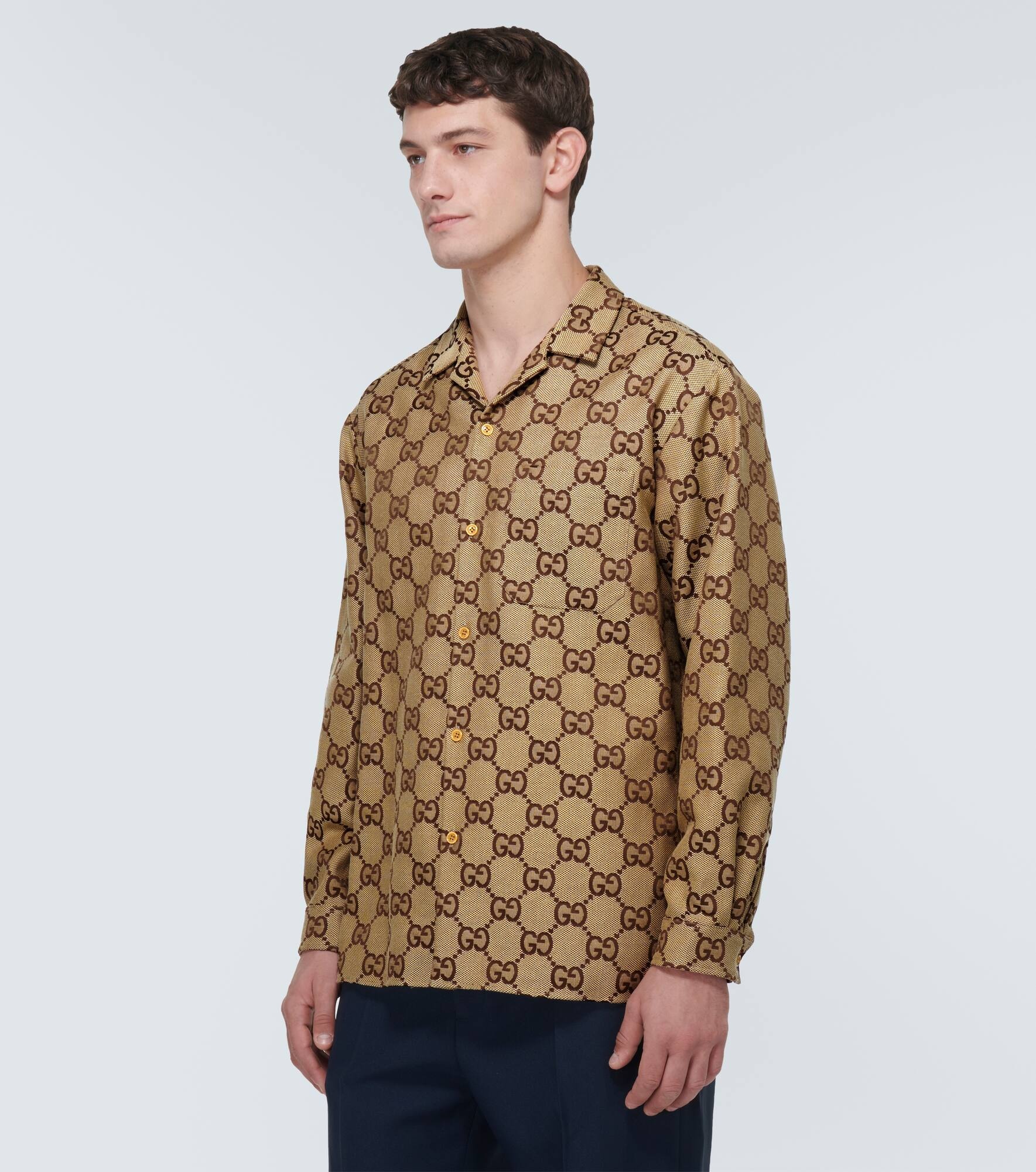 Maxi GG jacquard canvas shirt - 3