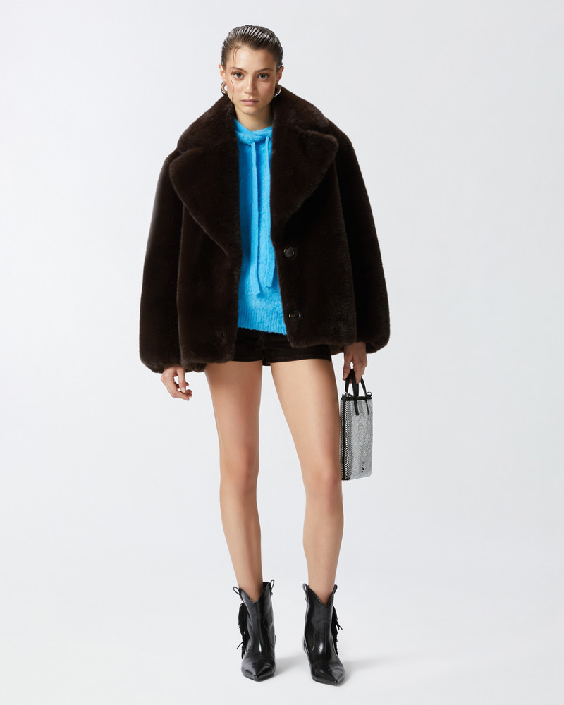 PINKO SHORT FAUX FUR PEA COAT outlook