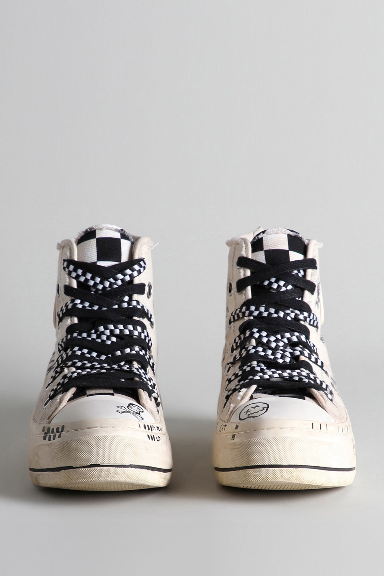 R13 Kurt High Top Sneaker Ecru Graffiti R13 Denim Official