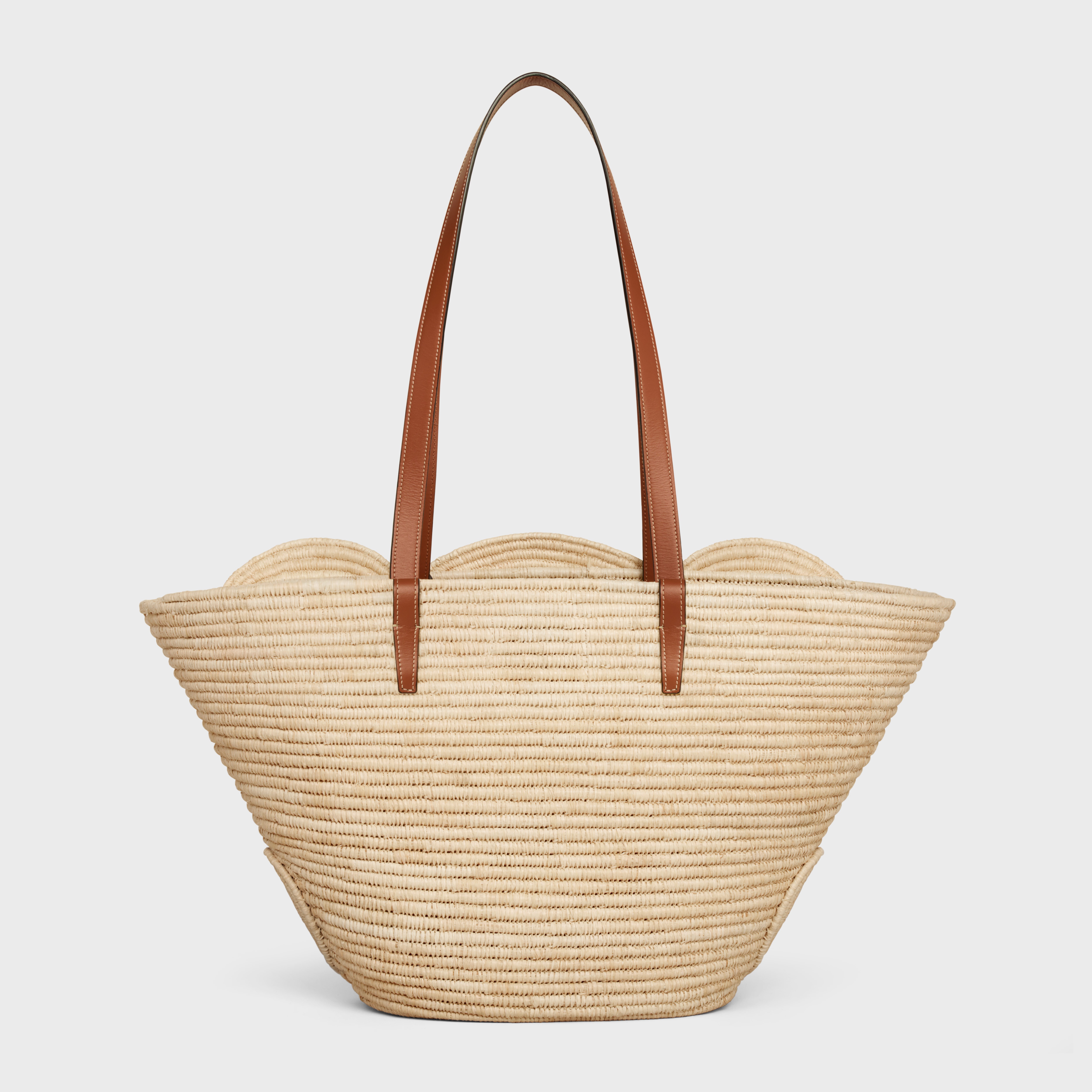 CELINE CLASSIC PANIER MEDIUM BRAIDED TRIOMPHE in RAFFIA and CALFSKIN - 3