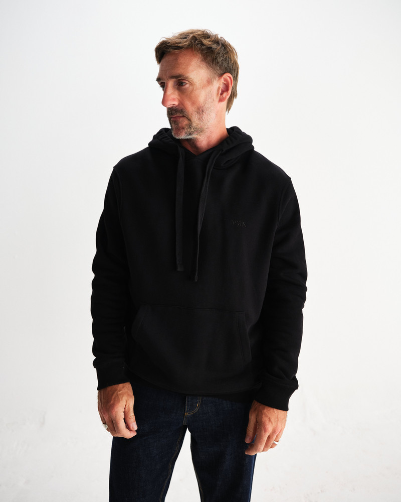 Wax London Hoxton - Black Brushed Organic Cotton Hoodie outlook
