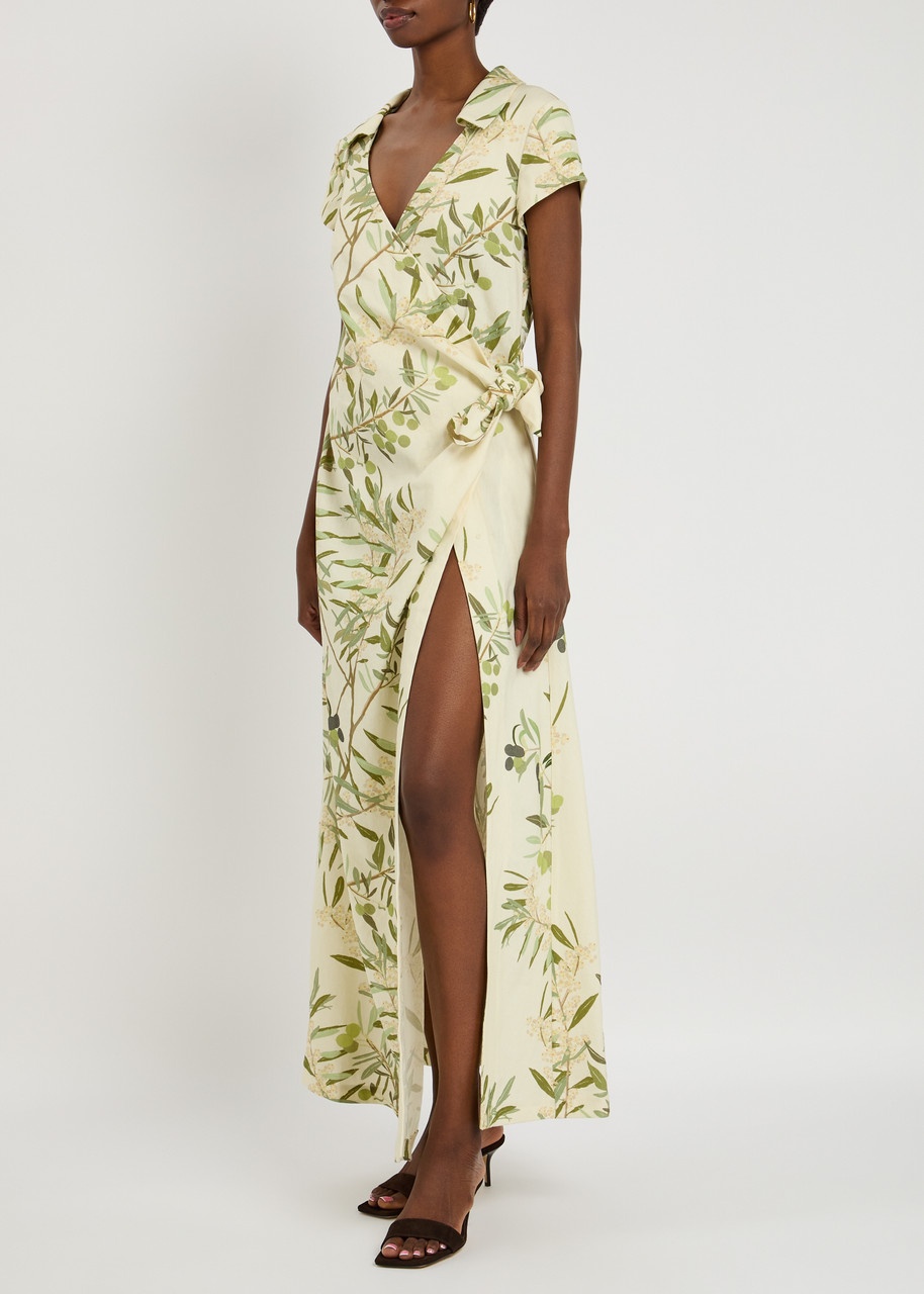 Bernadette Mara Printed Linen-blend Midi Wrap Dress - 2