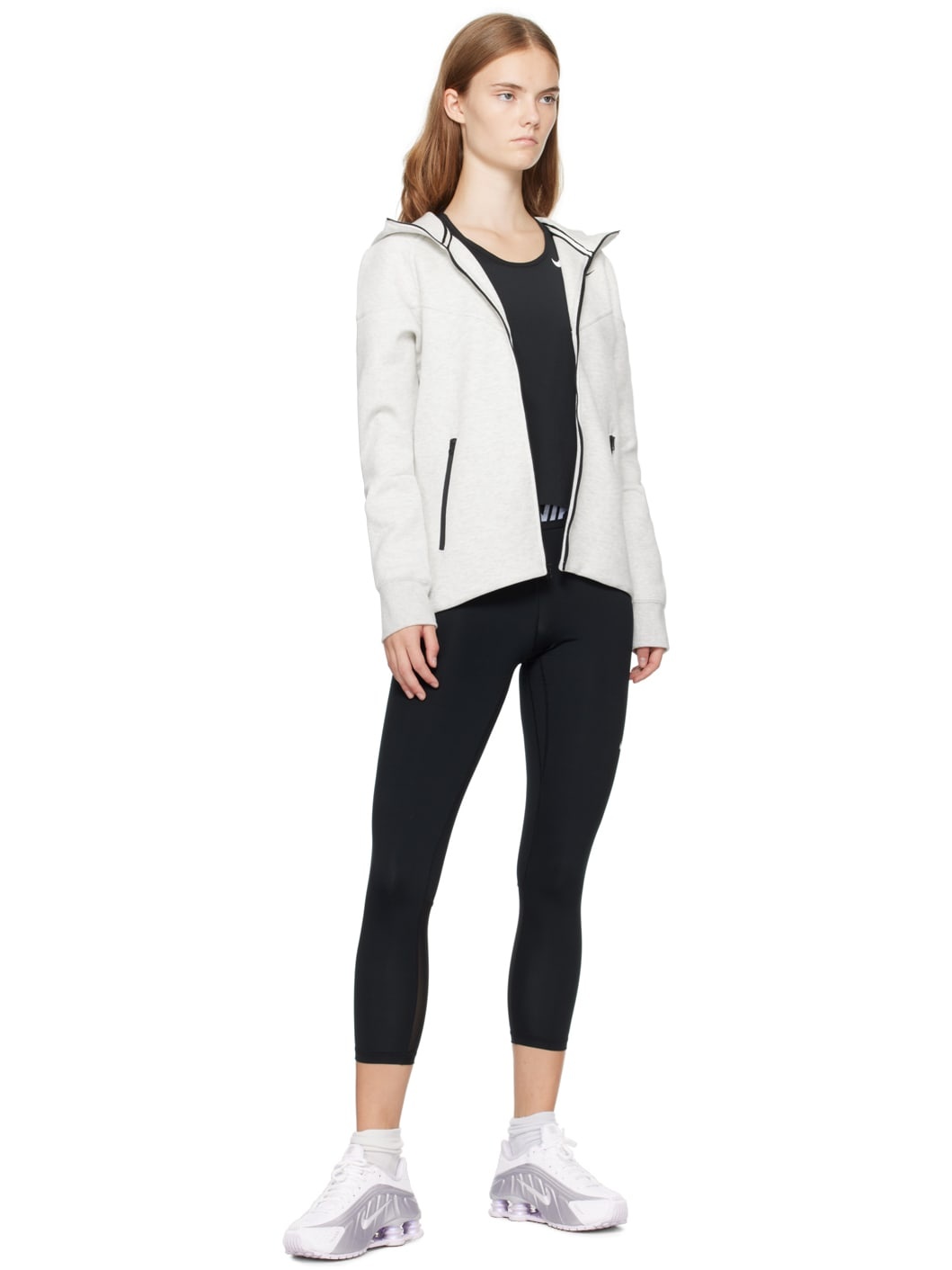 White & Silver Shox R4 Sneakers - 5
