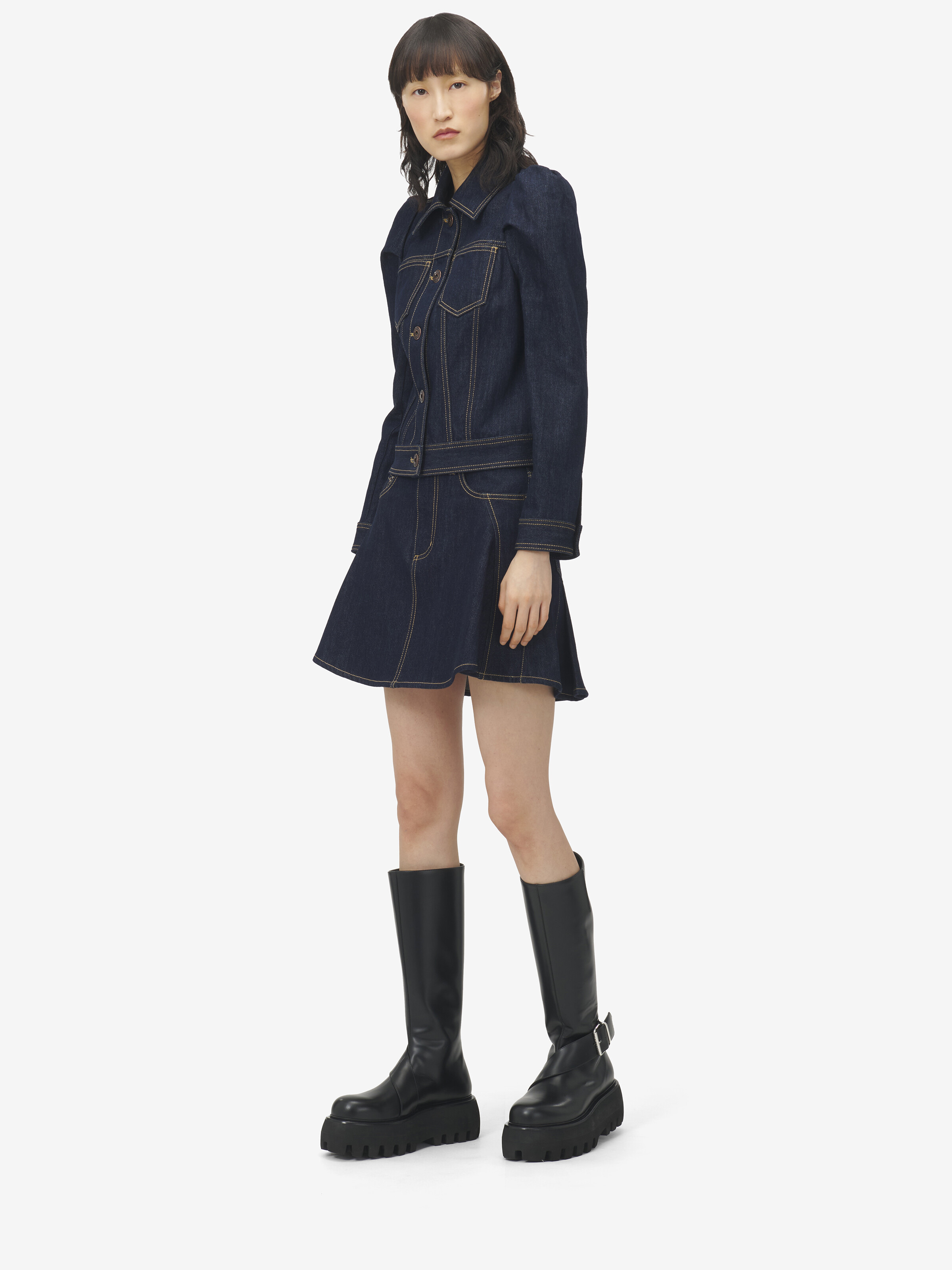 Pinched Shoulder Denim Jacket - 3