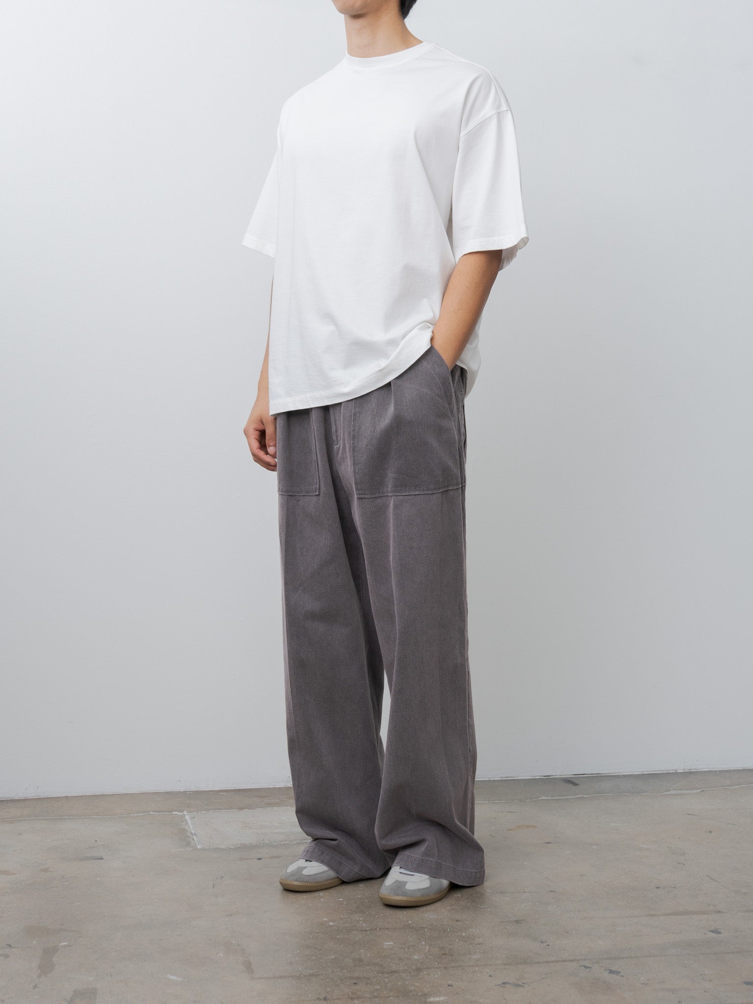 Cotton 1 Tuck Wide-Leg Baker Pants - Dusty Pink - 3