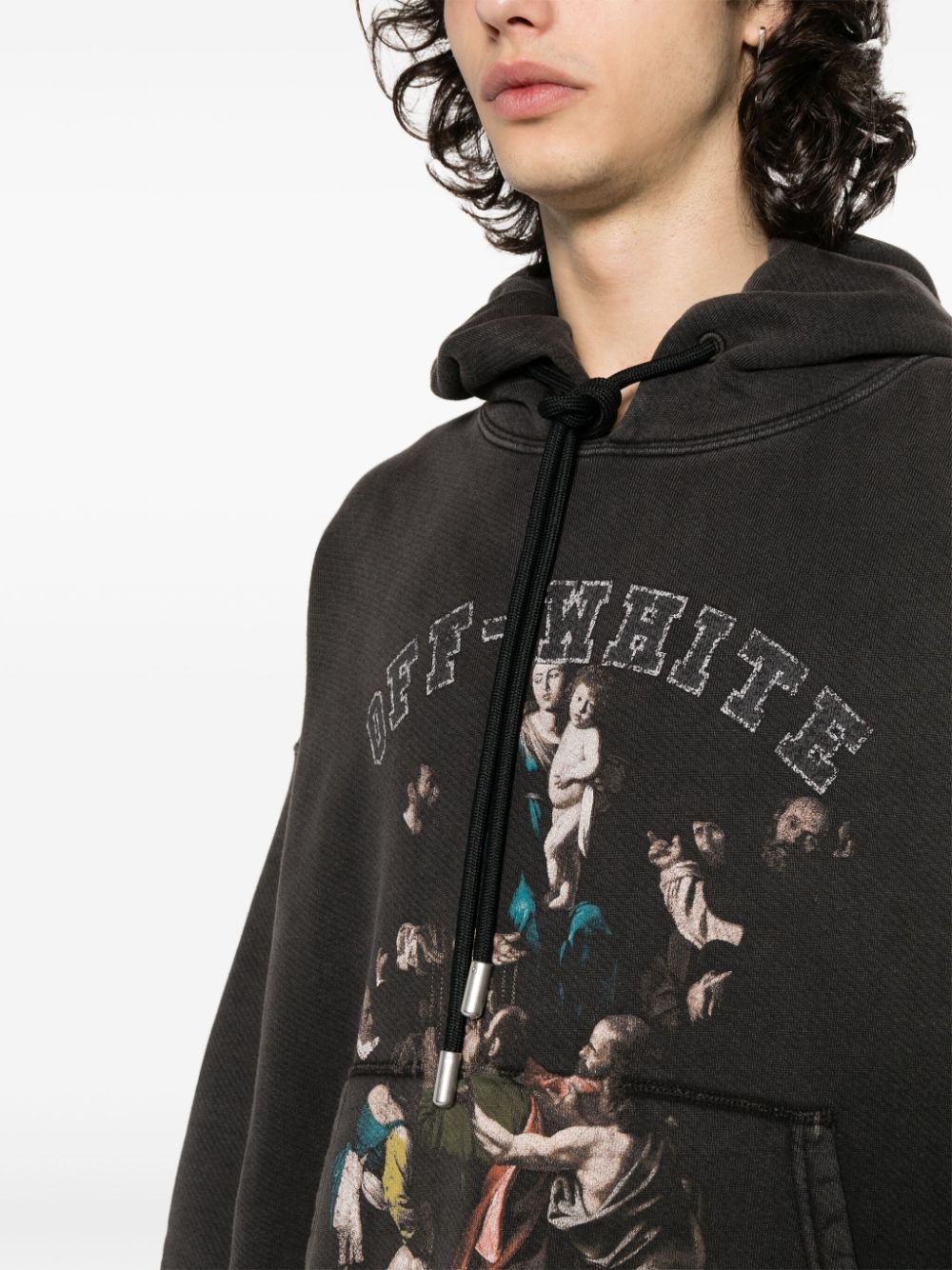 graphic-print cotton hoodie - 5