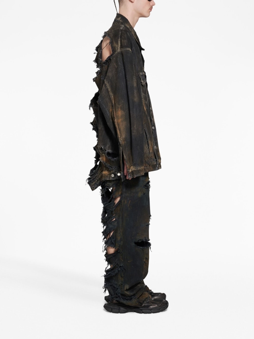 distressed-effect denim jacket - 3