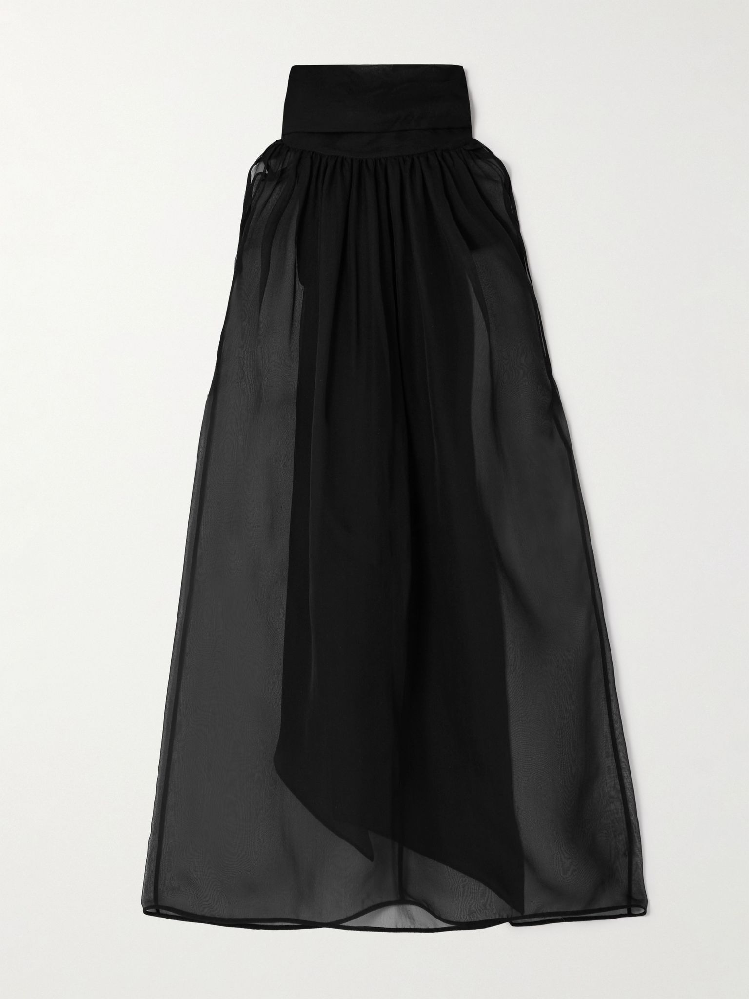 Tie-neck silk-chiffon blouse Black - 1