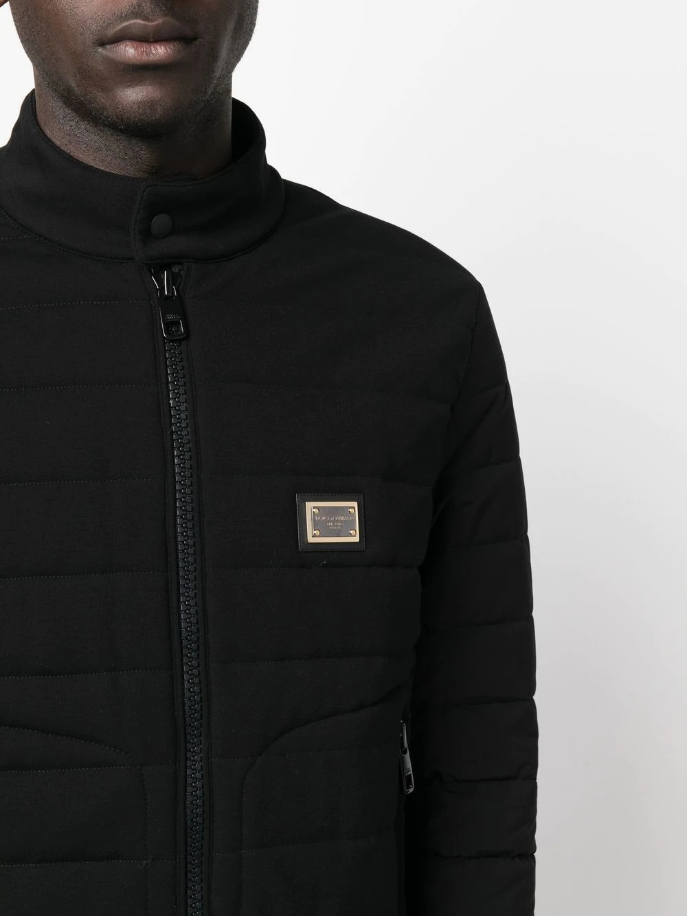 logo-plaque quilted jacket - 5