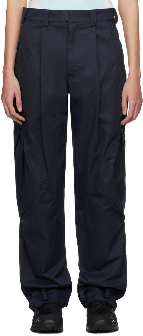 HYEIN SEO Navy Flap Pocket Trousers | REVERSIBLE