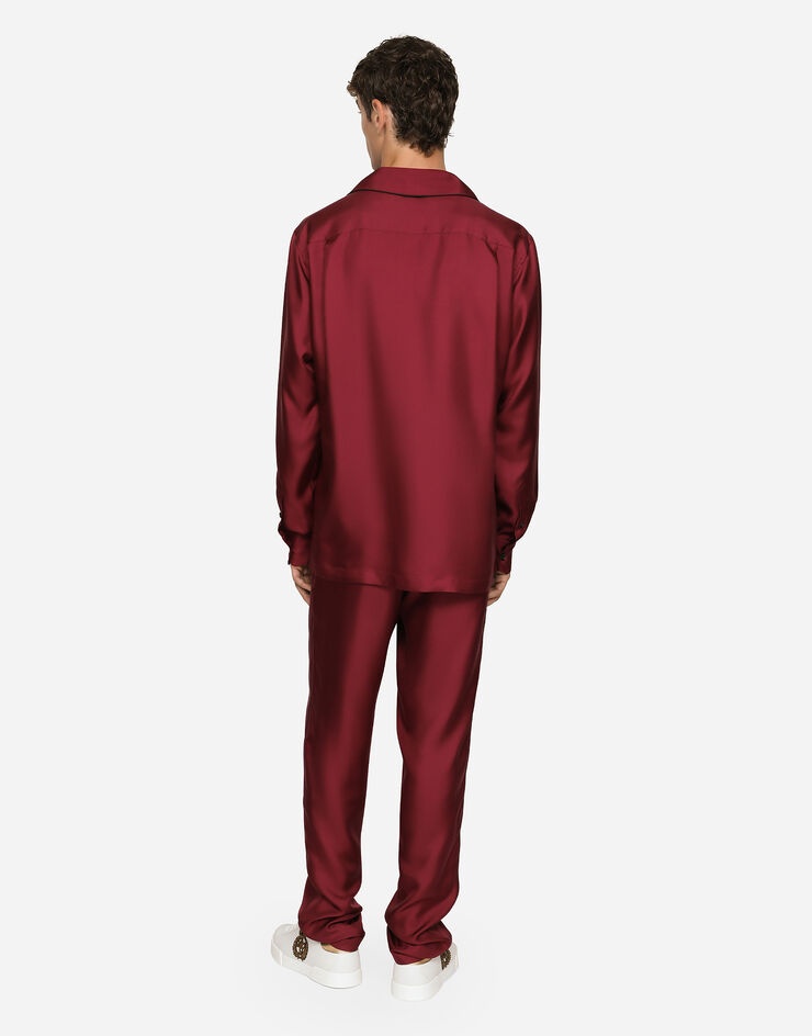 Silk shirt with DG logo-embroidered patch - 3