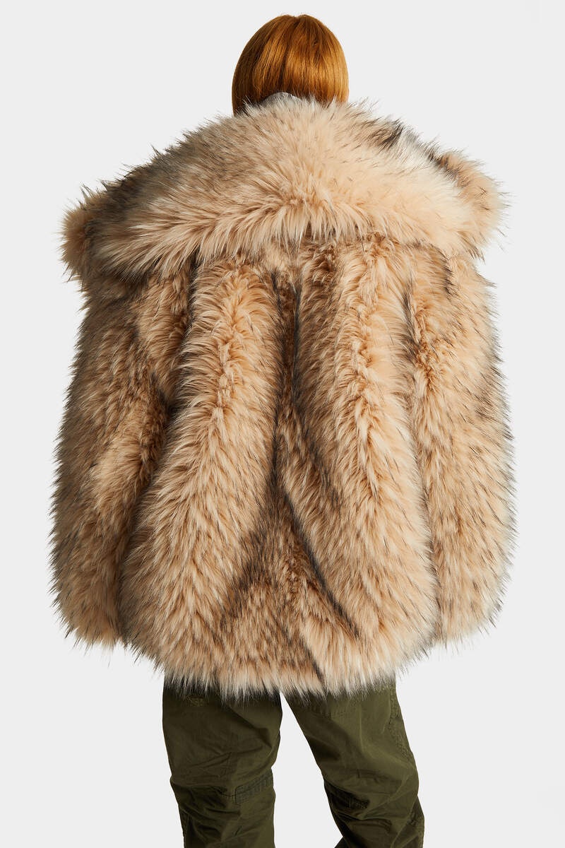 MAXI FAUX WOLF COAT - 4
