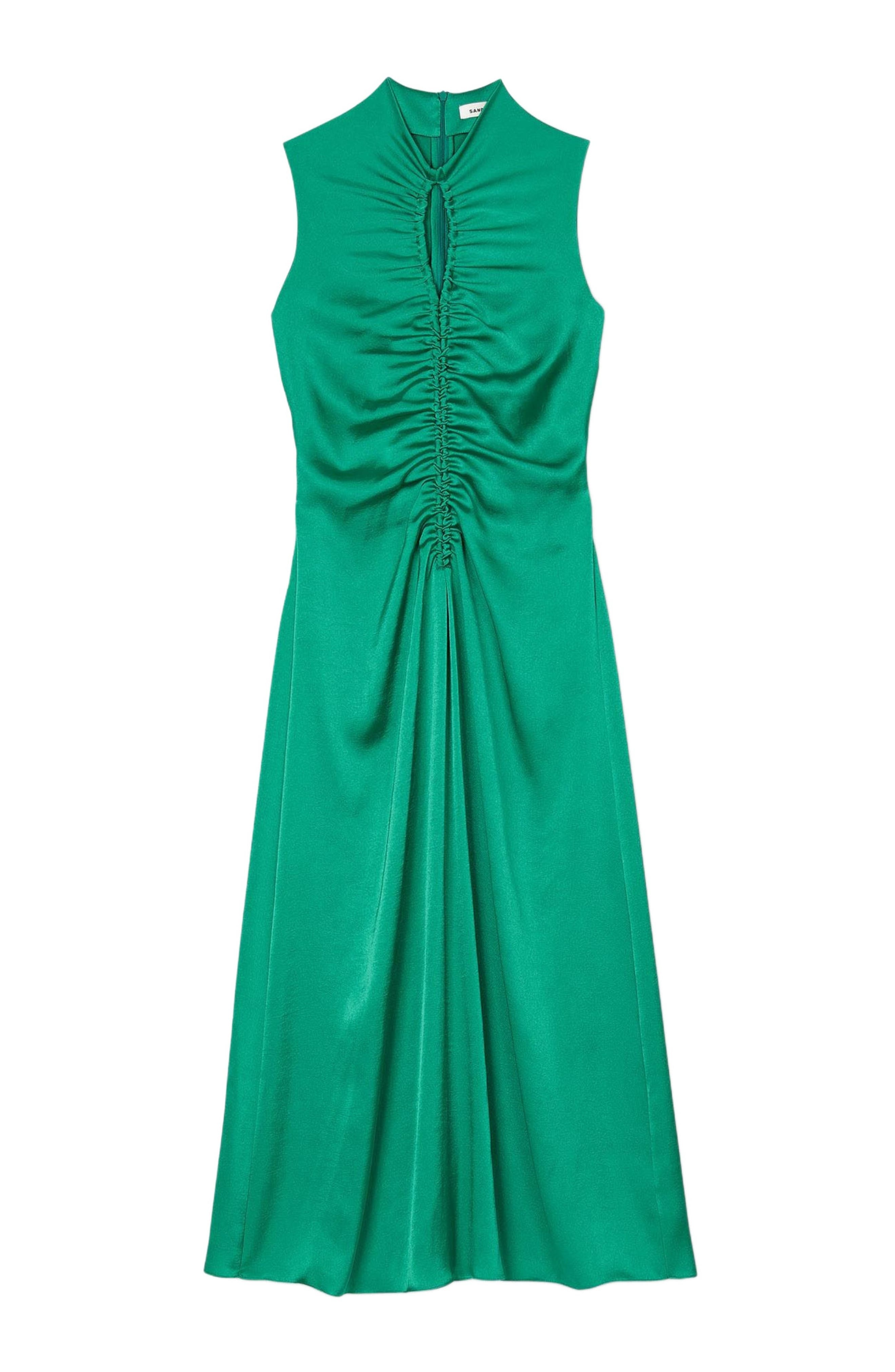 SANDRO Draped satin-effect dress in Emeuraude Green at Nordstrom - 5